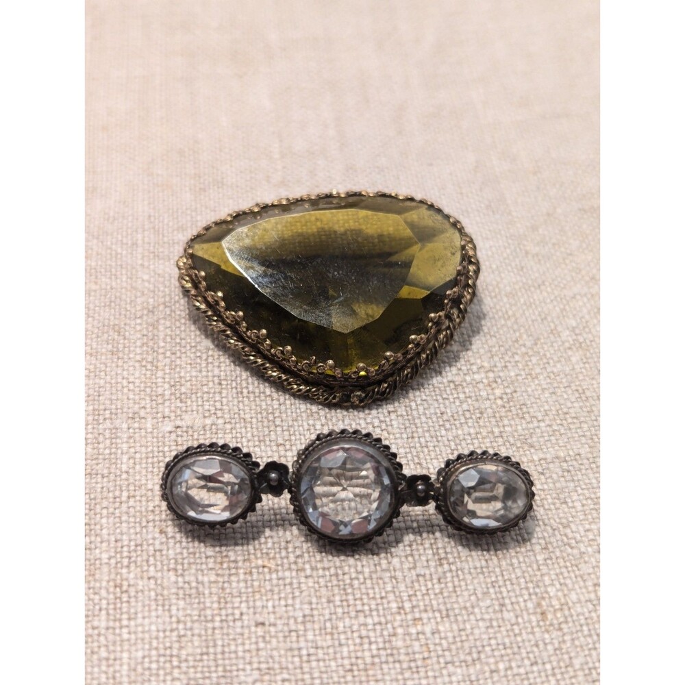 19th C. Victorian And Vintage Rhinestone Brooches (2)